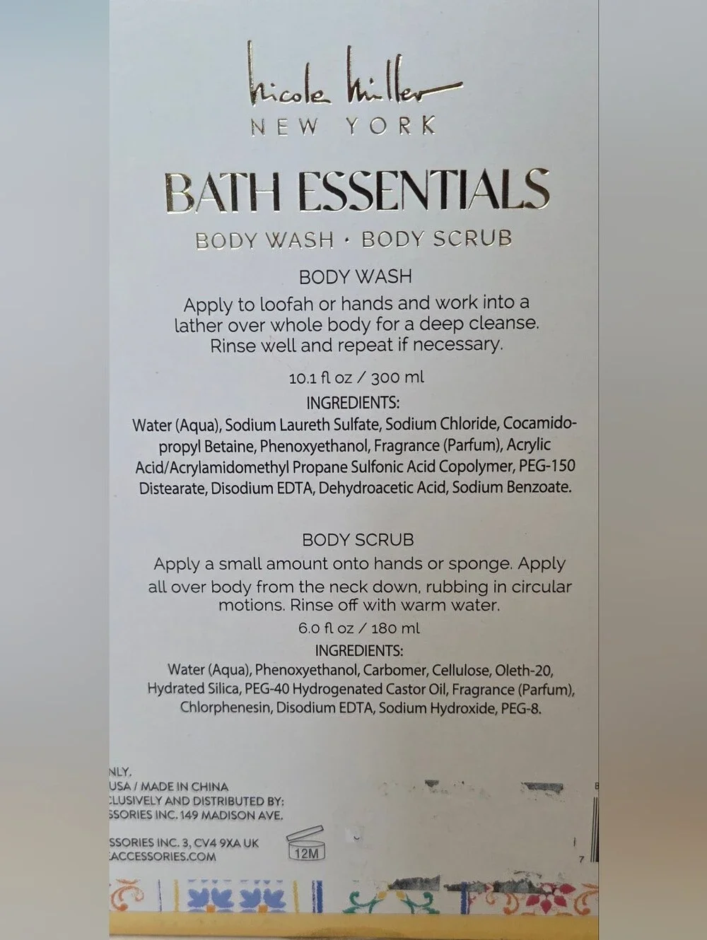 Nicole Miller NY Bath Essentials Gift Set NIB